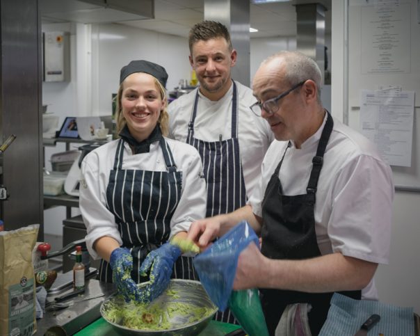 Jamie canape prep with student